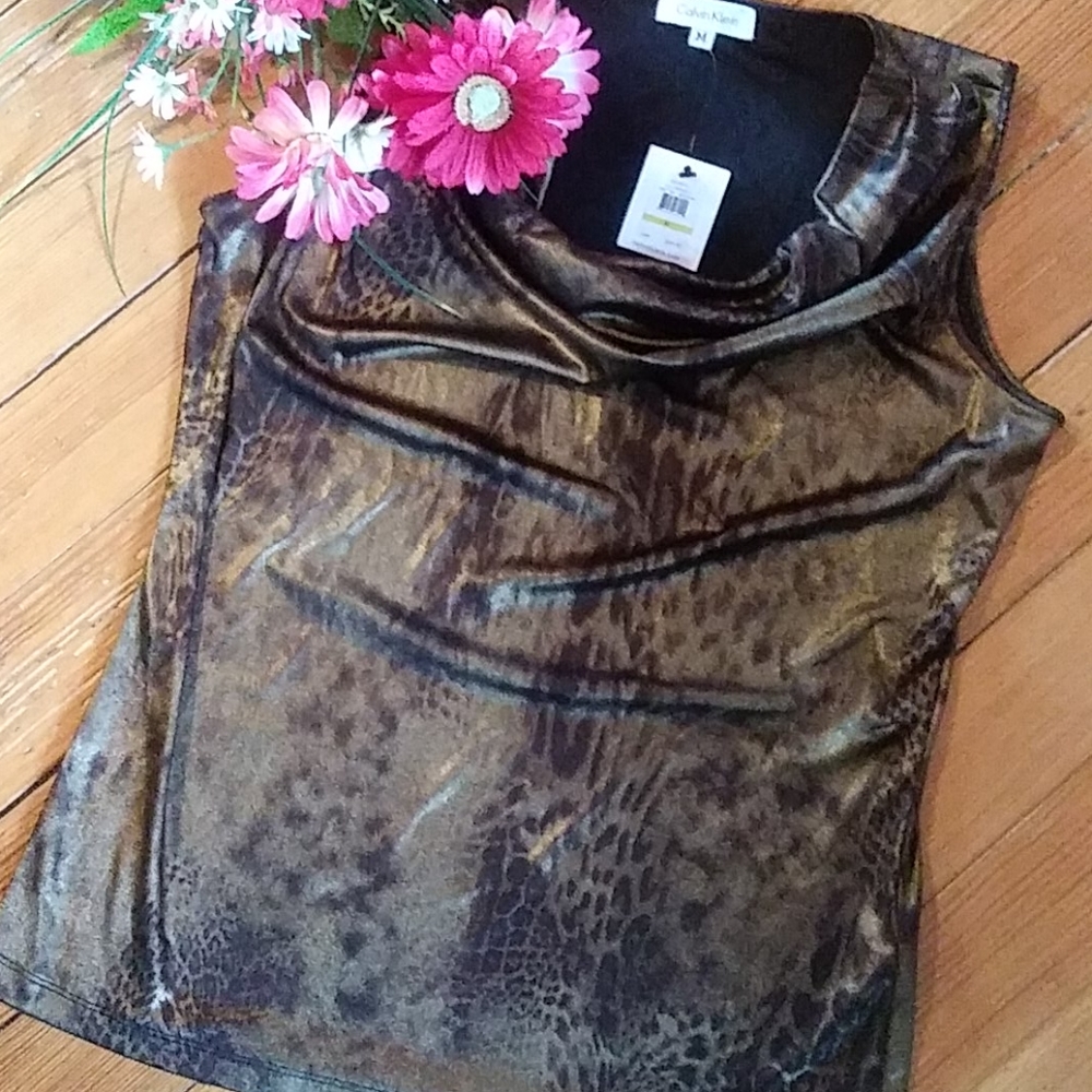 NWT Calvin Klein Cheetah Print Sleeveless Top